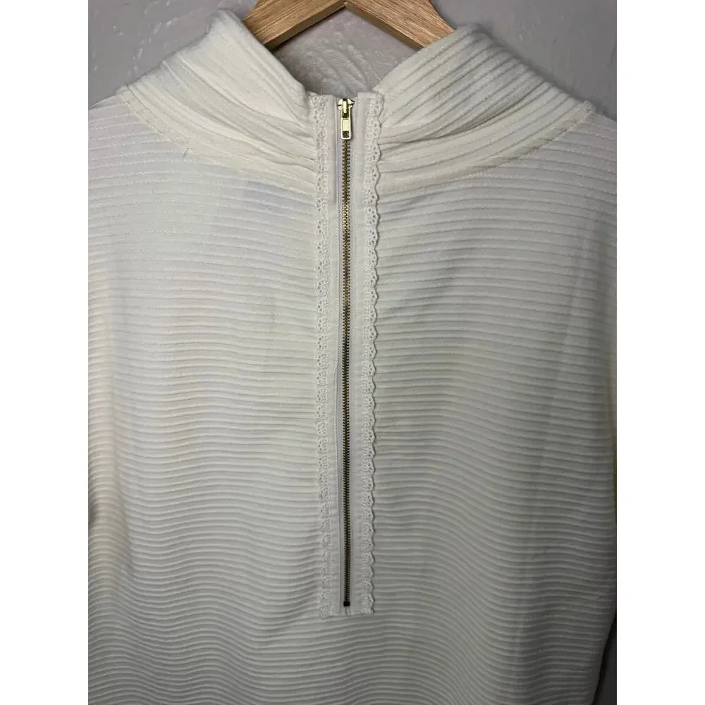 Anthroplogie Postmark Ribbed Zippered Back Top Large - Picture 2 of 6